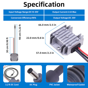 Convertisseur <span class=keywords><strong>DC</strong></span>/<span class=keywords><strong>DC</strong></span> Starlink Gen <span class=keywords><strong>3</strong></span>, régulateur de tension 12/24V vers 30V 2A 60W, adaptateur convertisseur élévateur avec connecteur <span class=keywords><strong>DC</strong></span> - Product Image 4