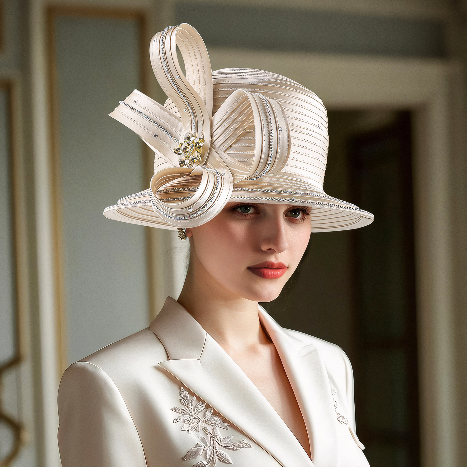 Fashion Deluxe Rhinestone Wedding Hat Celebration Customize 