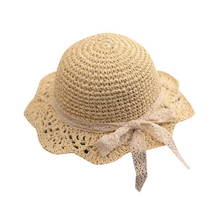 Sombrero de Paja Plegable de Verano para Niñas, Bebés y Niños Pequeños, con Lazo de Encaje, para la Playa o Viajes - Product Image 5