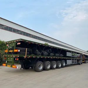 14米平板拖车4 5轴30 60吨集装箱重型运输车平台板卡车平板半挂车