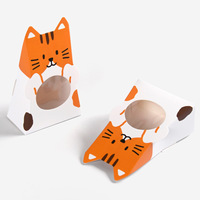 Boîte d'emballage en papier pliable avec fenêtre découpée, motif chaton de dessin animé mignon, pour bonbons, biscuits, cadeaux