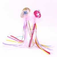 Costumes de Cosplay pour enfants et filles, Baguette de Fée à Paillettes avec Rubans, Fête d'Halloween