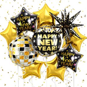 Set de Globos de <span class=keywords><strong>Año</strong></span> Nuevo 2027, Globos Redondos Negros y Dorados de 18 Pulgadas, Estrella Pentagrama, Globo 4D, Decoración para Fiesta de Nochevieja, Helio - Product Image 6