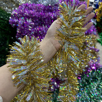 Guirlande de paillettes laser vertes et rouges, guirlande de paillettes métalliques pour Noël, décoration de Noël pour arbre, maison et fête