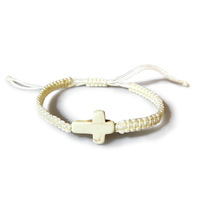 Bracelet tressé fait main avec pendentif croix en pierre turquoise pour femmes et hommes, bracelet en cordon tissé réglable, bijoux