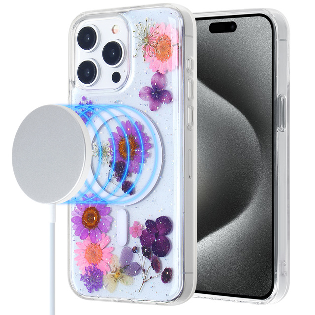 Custom Dried Flower Phone Case Clear Magnetic Protective Cover Wholesale