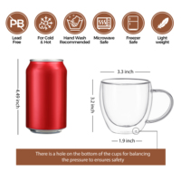 Ensemble de 4 tasses à thé en verre borosilicate à double paroi, fabriquées à la main, compatibles avec le micro-ondes, pour cadeau d'affaires