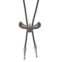 Cravate Bolo Vintage Ailes d'Aigle, Style Western Punk, en Cuir Synthétique, Collier Chaîne pour Chemise, Bijou pour Hommes et Femmes