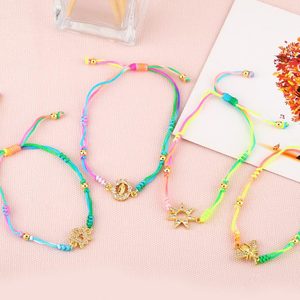 Boho LGTB 18K placcato <span class=keywords><strong>oro</strong></span> cuore ape connettore sole amicizia arcobaleno corda stringa bracciali bambina per gioielli donna - Product Image 3