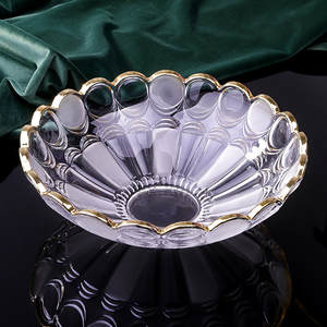 <span class=keywords><strong>Assiette</strong></span> de service créative en verre cristal incrusté d'or, style européen, forme de fleur, luxe léger, moderne et simple pour la maison - Product Image 4
