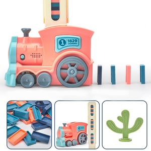 Jouet d'empilage de dominos automatique lumineux et sonore pour enfants, train de dominos électrique en plastique éducatif de haute qualité - Product Image 3