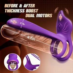 Vibratore a doppio anello per pene con stimolatore clitorideo a forma di volpe e vibratore Spot da 4,6 pollici G, 10 modalità di vibrazione giocattoli per adulti - Product Image 4