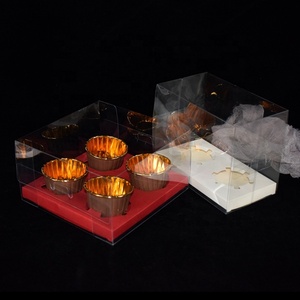 Boîte à muffins rectangulaire en plastique transparent PET avec 12 trous, boîte à cupcakes en carton noir et blanc - Product Image 5