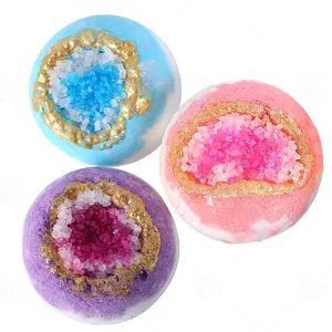 Private Label Fizzy Bath Bombs Organic Natural Dead Sea Salt Moisturizing Shower Gift Crystal Geode Bath Bombs