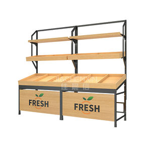 Support debout libre de présentoir de fruits et légumes exotiques <span class=keywords><strong>frais</strong></span> en bois en métal de produit nouveau pour le supermarché - Product Image 1