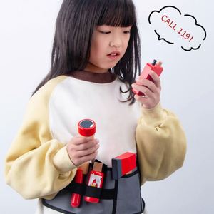 Sac banane en bois pour enfants, kit de jeu de rôle <span class=keywords><strong>pompier</strong></span>, avec extincteur, pour tout-petits garçons et filles, costume de <span class=keywords><strong>pompier</strong></span> - Product Image 2