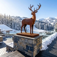Statue de cerf en acier corten grand format, résistante au gel, avec patine de rouille accélérée, pour jardin froid