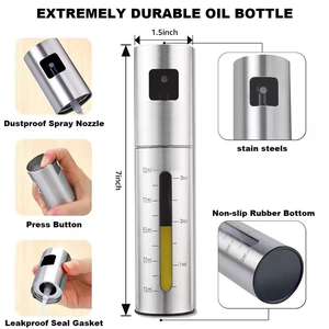 Bouteille en verre avec couvercle en acier inoxydable de 100 ml, vaporisateur de vinaigre, distributeur <span class=keywords><strong>d</strong></span>'<span class=keywords><strong>huile</strong></span> <span class=keywords><strong>d</strong></span>'<span class=keywords><strong>olive</strong></span> avec entonnoir rechargeable pour barbecue, salade - Product Image 5