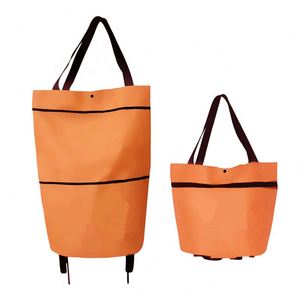 Reusable Insulated <b>Cooler</b> Shopping Bag Large Collapsible Handle Tote Grocery <b>Cooler</b> Bag With Two Wheels Polyester Grocery Tote - Product Image 1