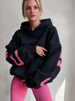 Ensemble sweat à capuche et pantalon pour femme OEM, en modal et coton molletonné 100%, coupe oversize, color block