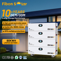 Paquete de batería móvil 51,2 V 400Ah LiFePO4 20KWH 40KWH 60KWH 80KWH Sistema de almacenamiento de energía solar híbrido doméstico apilable