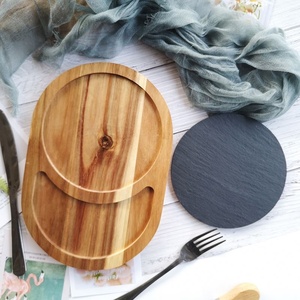 Tabla de Pizarra Natural Personalizada de Fábrica con Tabla de Queso de Madera de Acacia, Bandeja para Servir Sushi y Filetes en Restaurantes - Product Image 1