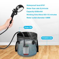 Douche portable pour le camping, 6000 mAh rechargeable, affichage LED intelligent, 4 modes de pulvérisation, étanche IPX7, 8
