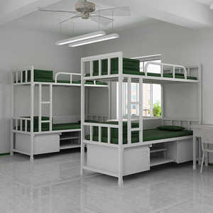 Лучшая цена студенческая двухъярусная кровать для сотрудников общежития двухрамная стальная кровать оптом - Product Image 3