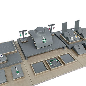 Custom Luxury Gray Microfiber Jewelry Showcase Set for <b>Earrings</b> Display Ring Necklace Jewelry Display Racks - Product Image 1