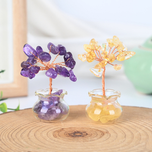 Árbol de Cristal de Cuarzo Natural al por Mayor, Artesanía de Piedra Curativa, Botellas de Vidrio con Grava de Cuarzo, Árbol del Dinero de Cristal para Decoración del Hogar - Product Image 1