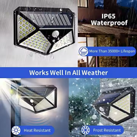 Lampe solaire à 100 LED avec détecteur de mouvement PIR, lampe solaire extérieure, applique murale, lampe de jardin alimentée par énergie solaire
