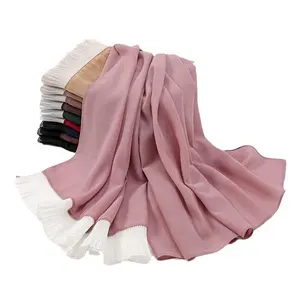 High Quality White Chiffon Trim Plain Chiffon Scarf Wholesale For Women Stylish