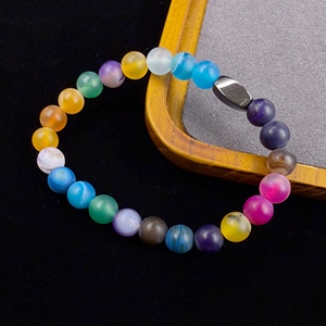 สร้อยข้อมือลูกปัดอาเกตหรูหราและมีสไตล์สำหรับผู้ชาย/ผู้หญิงเครื่องประดับแฟชั่นเครื่องประดับโซ่มือหินสีดำ - Product Image 2