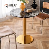 Table à manger en marbre de style français pour 4 personnes, design de luxe en pierre pour gîtes, cafés, salons de thé et pâtisseries