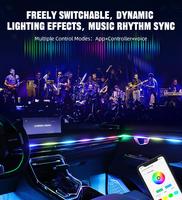 Lumière ambiante LED pour voiture, 64 couleurs, bandes acryliques, 110 cm, 12 V, RGB, intérieur de voiture, lampe d'ambiance cachée, télécommande par application