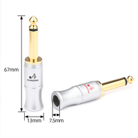 Grosir high-end 6.5mm ATAUDIO Hifi Audio Video 6.35mm TS Stereo pria Jack gitar mikrofon konektor 6.5