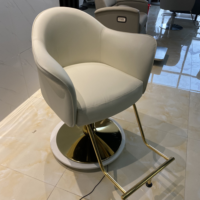 Sillón de Peluquería Personalizable en Color Blanco Crema de Cuero de Lujo para Salón de Belleza y Barbería