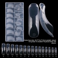 150 pièces/boîte Formes d'ongles naturelles plus épaisses pour extension rapide en gel, sans papier, pour construction rapide