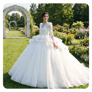 Lscm78 Luxury Ivory <b>Wedding</b> Dress Beaded Appliques Ball Gown Sweetheart Neckline Chapel Train Floor-Length Bridal Dress for - Product Image 5