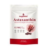 Complément d'astaxanthine dérivé de microalgues, gélules antioxydantes de 12 mg, favorise la santé de la peau et l'équilibre cellulaire à long terme