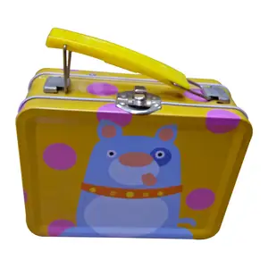 Porte-clés rétro vintage en métal pour enfants, bento personnalisé en gros, mini avec serrure, charnières de clé, boîte à lunch en étain