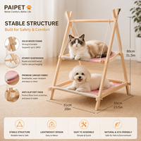 Hamac pour chat à deux niveaux PAIPET, lit pour animaux de compagnie en bois en forme de A avec hamac suspendu, salon pour chat avec lit inférieur, vente en gros personnalisée
