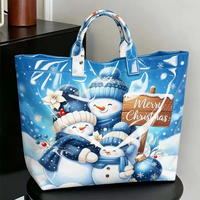 Sac fourre-tout de Noël, sac à main pour cadeaux de fêtes, motif mignon maison de pain d'épices et Père Noël, grande capacité, sac à bandoulière décontracté