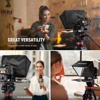 NEEWER Basics X12B Téléprompteur en aluminium relevable de 12 pouces sans assemblage avec télécommande et application pour iPad, tablette, smartphone, appareil photo reflex numérique