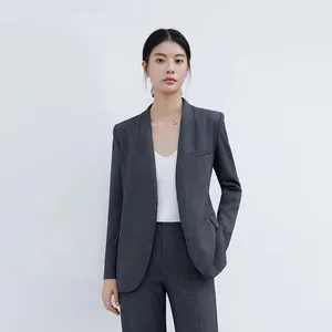 Blazer feminino formal, blazer feminino para trabalho e escritório, casaco com bolsos, casaco cinza fino, blazer feminino, jaqueta feminina