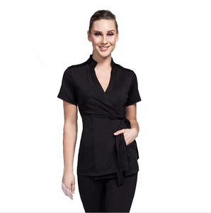 Enchi, venta al por mayor, elástico, SPA, salón de belleza, terapeuta, Túnica envolvente, uniformes, enfermería, tejido personalizado, poliéster, algodón, 50 juegos - Product Image 6