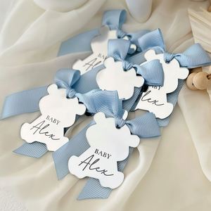 Étiquettes personnalisées en acrylique pour ours en peluche - Cadeaux de baptême, première communion, anniversaire, mariage - Durables, imperméables, pour tous les âges - Product Image 5