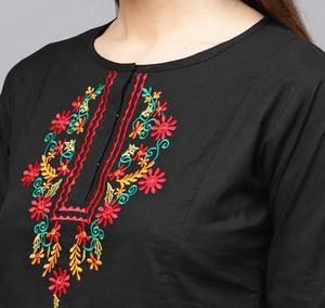 OEM ที่มีคุณภาพสูงปรับแต่งมือผ้าไหมปักเสื้อแขนยาวสีดำท็อปส์ซู - Product Image 2