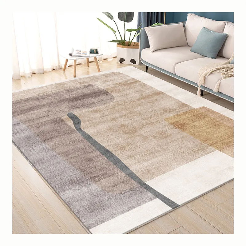 2022 3D Printed Machine Made Luxury Grey And Golden Printed Mats Living Room Home Decorative Rugs Carpet