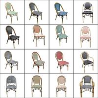Chaise mobile en rotin de style rétro pour restaurant français, table et chaises d'extérieur pour maison d'hôtes, cour, balcon, mobilier de restaurant